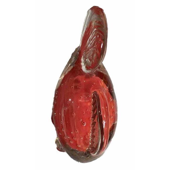 Vintage Fish Paperweight Glass Red Bubbles Swirls 4"x2x2"‎ Small Figure - Picture 2 of 4